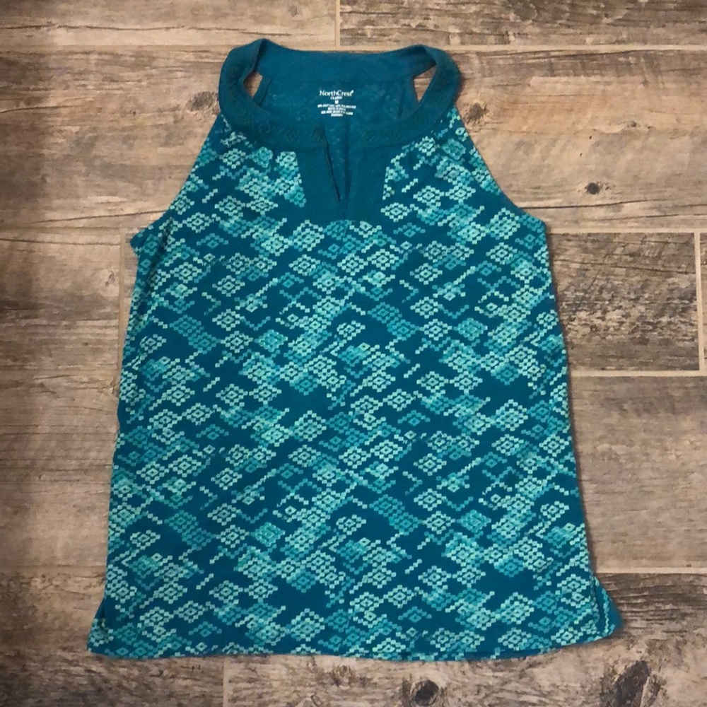 ❤️ NorthCrest Classic Teal Geometric Tank Top Med
